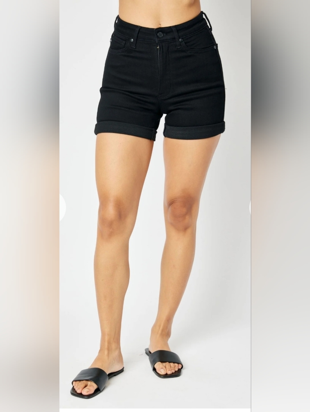 High-Rise Black Women's Denim Shorts